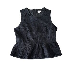 J.Crew Lace Peplum Top Sleeveless Blouse black lace 6 party feminine‎ cocktail